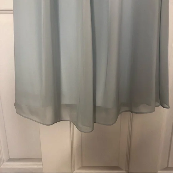 Azazie Strapless Dress in Light Blue and White - Picture 4 of 10